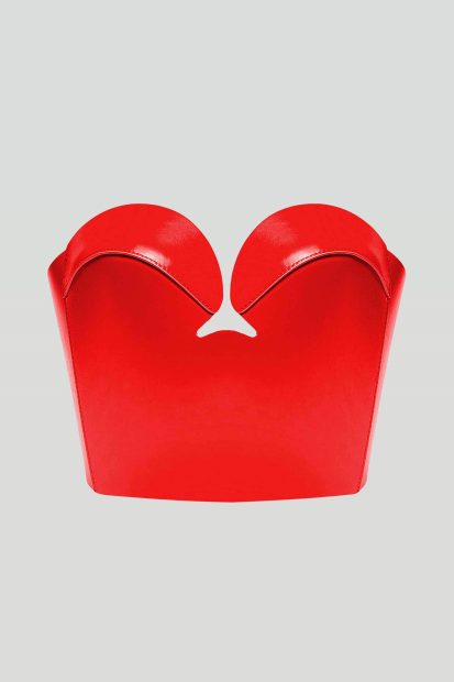 DE LAUER <p>red short bustier
