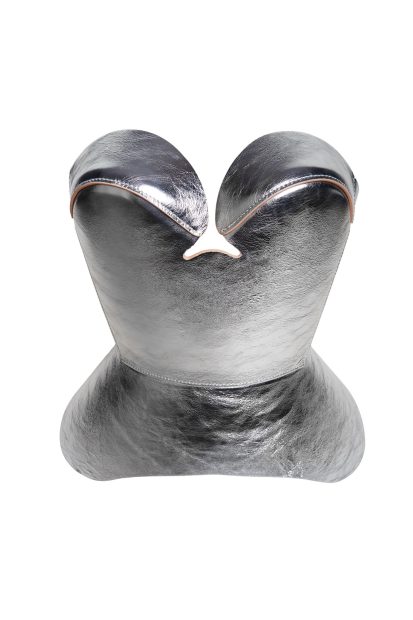 DE LAUER <p> metallic silver corset
