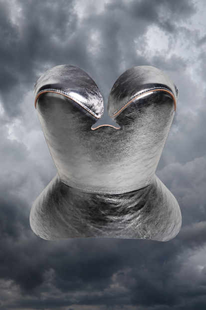 DE LAUER <p> metallic silver corset