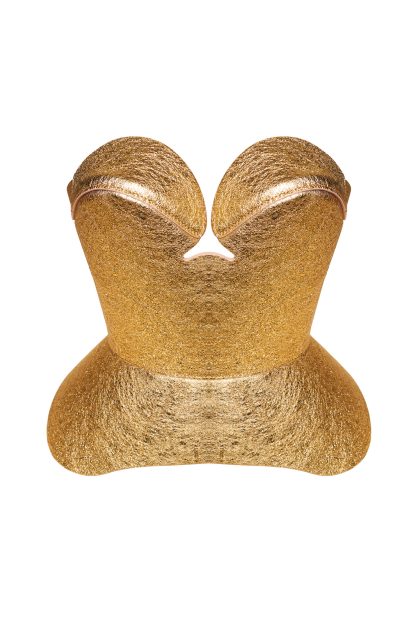 DE LAUER <p> metallic deep gold corset