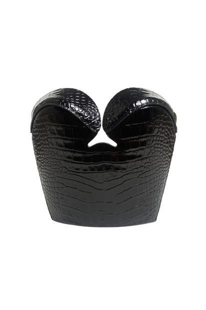 DE LAUER 2<p>short bustier in black crocodile