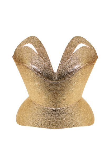 NIGMA <p> metallic light gold corset
