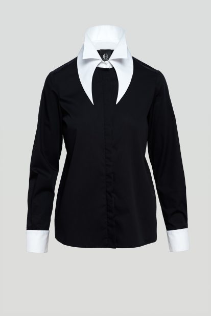 Montes <p> Black shirt with white collars