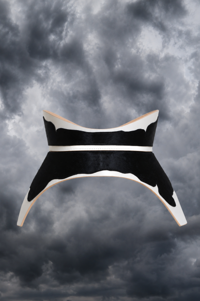 MEDUSA <p> white & black hairy leather