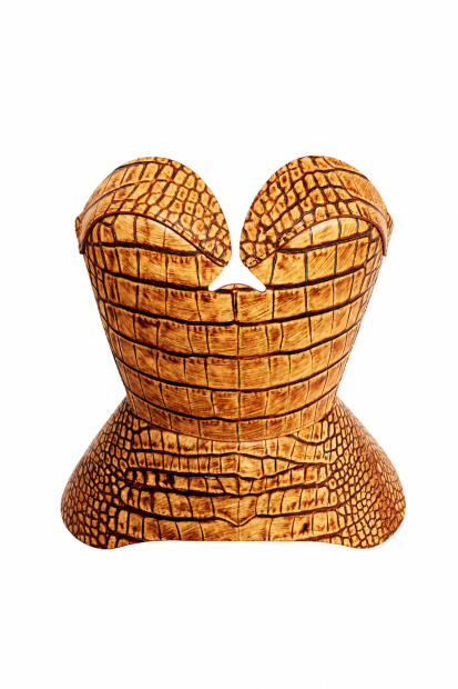 DE LAUER <p>brown crocodile corset